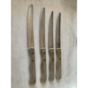 Vintage Ekco Vanadium Steak Knives Set of 4 Serrated Stainless Steel Made in USA
